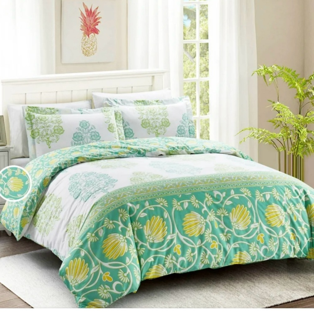 California Design Den Bagicha Duvet Cover 3pc Set Cotton Fresh Aqua, Full/Queen